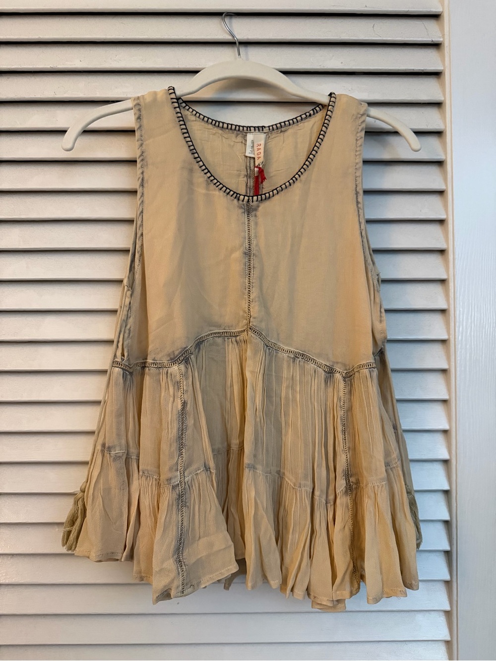 RAGA Beige Tiered Boho Tank Top